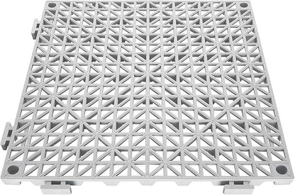 VEVOR Modular Interlocking Cushion, 50 Pack 12" x 12" Splicing Drainage Mats, Soft PVC Interlocking Drainage Floor Tiles, Non-Slip Drainage Holes for Restroom, Bathroom, Kitchen, Pool, Wet Areas, Gray