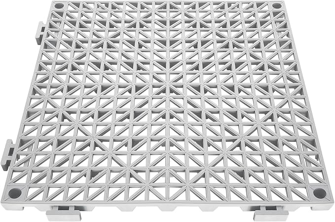 VEVOR Modular Interlocking Cushion, 12 Pack 12" x 12" Splicing Drainage Mats, Soft PVC Interlocking Drainage Floor Tiles, Non-Slip Drainage Holes for Restroom, Bathroom, Kitchen, Pool, Wet Areas, Gray
