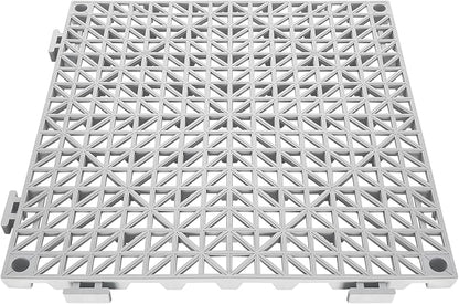 VEVOR Modular Interlocking Cushion, 12 Pack 12" x 12" Splicing Drainage Mats, Soft PVC Interlocking Drainage Floor Tiles, Non-Slip Drainage Holes for Restroom, Bathroom, Kitchen, Pool, Wet Areas, Gray