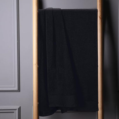 GLAMBURG 100% Cotton Oversized 2 Pack Bath Sheets 35x70, Ultra Soft Highly Absorbant Compact Quickdry & Lightweight Large Bath Sheet Set, Ideal for Gym Travel Camp Pool - Black