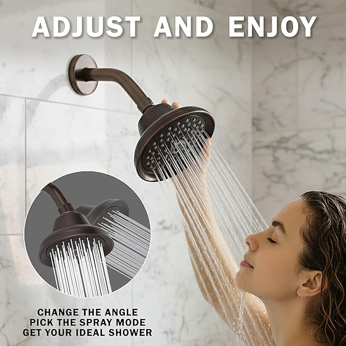 Aqua Elegante Massage Shower Head With Mist - 2.5 GPM - Oil-Rubbed Bronze | High Pressure Boosting, 6 Function Adjustable Massaging Rainfall Showerhead For Low Flow Baths With Water Saving Nozzles