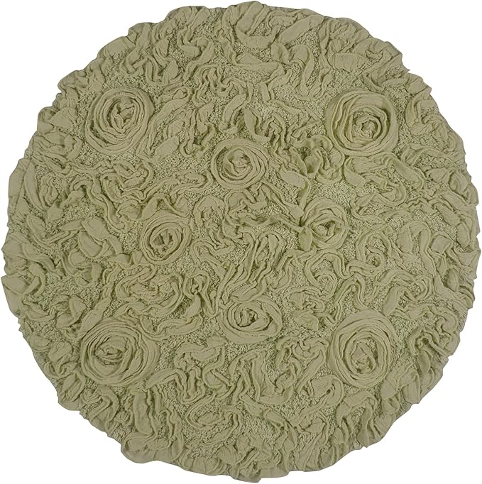Home Weavers Bell Flower Collection 100% Cotton Tufted Bath Rugs, Extra Soft and Absorbent Bath Rugs, Non-Slip Bath Mats, Machine Washable, Bath Mats for Bathroom Floor and Tub, 22" Round, Green