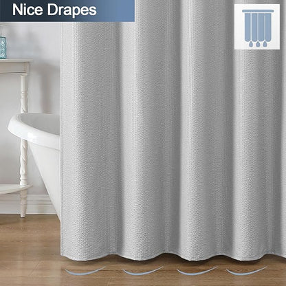 OWENIE Light Grey Stall Shower Curtain for Bathroom, 3D Embossed Textured Fabric Small Shower Curtain for Narrow Stall Size, Machine Washable Water Resistance, Hotel Style, 36" W x 72" L, Light Grey