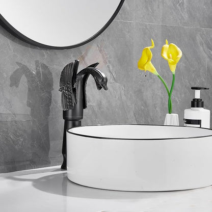 Oil Rubbed Bronze Swan Shape Single Handle One Hole Bathroom Vessel Sink Faucet Deck Mount Lavatory Sink Faucet