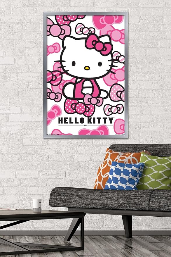 Trends International Hello Kitty - Bows Wall Poster, 22.375" x 34", Silver Framed Version