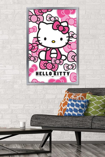 Trends International Hello Kitty - Bows Wall Poster, 22.375" x 34", Silver Framed Version