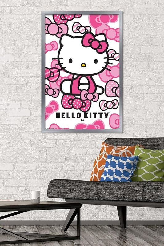 Trends International Hello Kitty - Bows Wall Poster, 22.375" x 34", Silver Framed Version