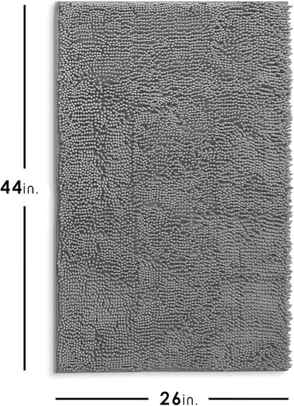 Hearth & Harbor Bathroom Rugs, Chenille Bath Mat - Machine Washable Bath Mats for Bathroom Non-Slip Backing Rubber, Quick Dry Bathroom Mat, 26 x 44 - Frost Grey