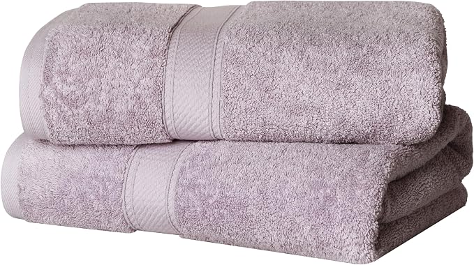 SUPERIOR Egyptian Cotton Plush & Absorbent, Bath Towel Set of 2, Purple | Quick Dry, Soft Luxury Towel Set, Bath Essentials for Bathroom, Guest Bath, Spa, 2 Piece Bath, Madeline Towels