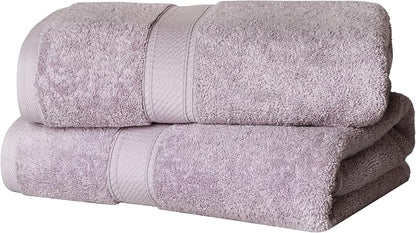SUPERIOR Egyptian Cotton Plush & Absorbent, Bath Towel Set of 2, Purple | Quick Dry, Soft Luxury Towel Set, Bath Essentials for Bathroom, Guest Bath, Spa, 2 Piece Bath, Madeline Towels
