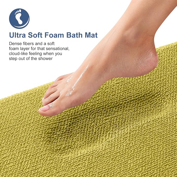 OLANLY Memory Foam Small Bathroom Rugs 24x16, Absorbent Mat, Deep Mustard | Soft Quick Dry Bath Rugs, Non-Slip Carpet, Machine Washable Mat for Bathroom Floor, Tub and Shower, Home Decor Accessories