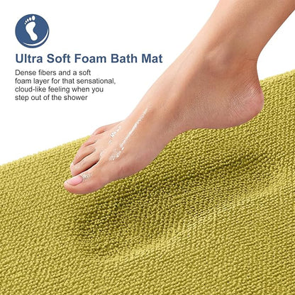OLANLY Memory Foam Small Bathroom Rugs 24x16, Absorbent Mat, Deep Mustard | Soft Quick Dry Bath Rugs, Non-Slip Carpet, Machine Washable Mat for Bathroom Floor, Tub and Shower, Home Decor Accessories