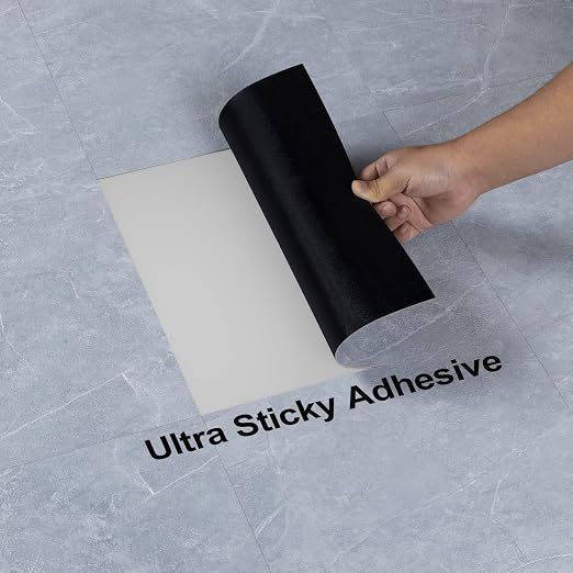 Laminate Flooring - 20 Tiles Self Adhesive Floor Tiles with Stone Texture,12×12 inch, 1.5mm Thick Ideal for Bedroom,Kitchen,Living Room(1.86m²,Grey Stone)