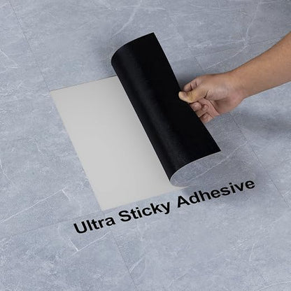 Laminate Flooring - 20 Tiles Self Adhesive Floor Tiles with Stone Texture,12×12 inch, 1.5mm Thick Ideal for Bedroom,Kitchen,Living Room(1.86m²,Grey Stone)