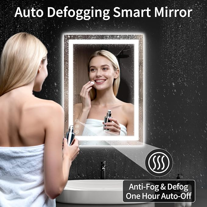 20"x28" LED Bathroom Mirror with Lights, Dimmable, Anti-Fog, Lighted Bathroom Vanity Mirror for Wall, Backlit + Front Lit, Memory Function, Shatter-Proof, Tempered Glass