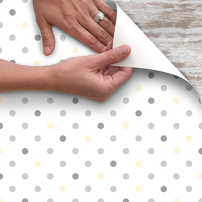 Con-Tact Brand Creative Covering, Self-Adhesive Shelf Liner, Multi-Purpose Vinyl Drawer Liner, Easy to Use and Apply, 18'' x 9', Dottie Gray