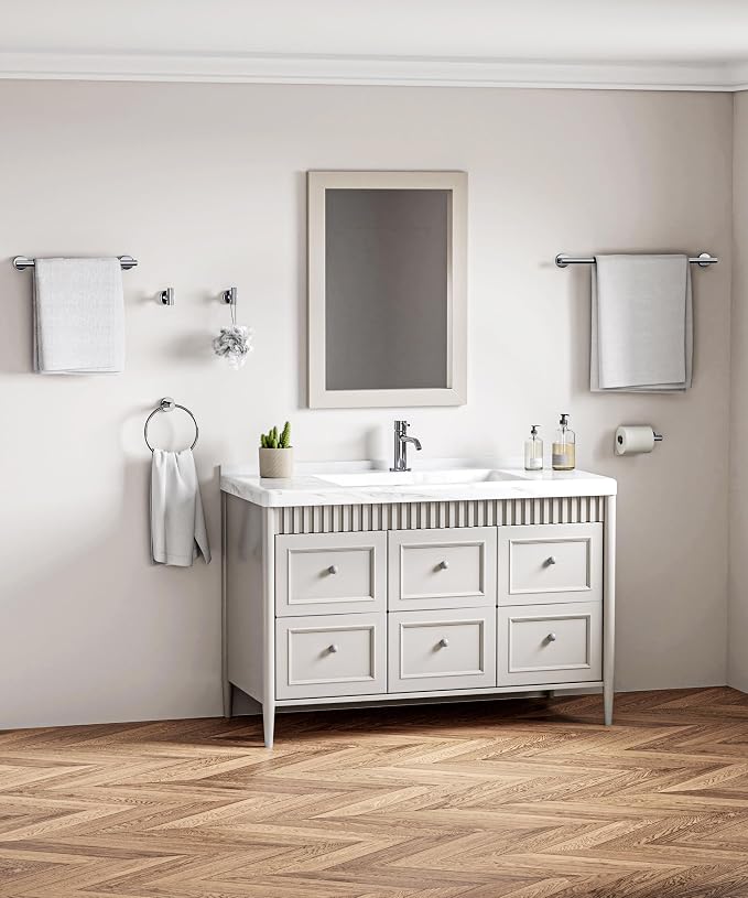 6 Pcs Chrome Bathroom Hardware Accessories Set SUS304 Stainless Steel | Towel Rack and Toilet Paper Holder Set Towel Bar Set Wall Mounted by HOMEMYSTIQUE