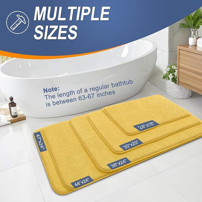OLANLY Thick Memory Foam Bathroom Rugs 36x24, Absorbent Bath Mat, Yellow | Soft Quick Dry Bath Rugs, Non-Slip, Machine Washable Carpet for Bathroom Floor, Tub and Shower, Home Decor Accessories