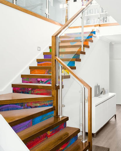 FLFK Stair Riser Decals,Graffiti Vinyl Sticker for Stairs Decoration,14 Pcs 39.3"X7.08"