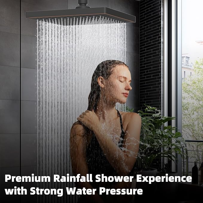 Hibbent cUPC Certified Thick Metal 8'' Rain Shower Head, Oil Rubbed Bronze | High Pressure Shower Head, Bathroom Waterfall Shower Heads, High Flow Fixed Showerheads with Adjustable Brass Ball Joint