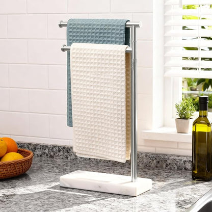 KES Hand Towel Holder Stand for Bathroom, Countertop Towel Stand Swivel with Marble Base, 17.3" 2 Arms Hand Towel Holder Freestanding Counter Top 18/8 Stainless Steel Brushed Finish, BTH233A-2 | Dual 360° Rotatable Arms, 3.3 Lb Marble Base For Stabilit...