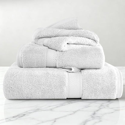 SUPERIOR Egyptian Cotton Ultra Plush & Absorbent, 3 Piece Set, White | Quick Dry, Soft Luxury Towel Set, Bath Essentials, Guest Bath, Spa, 1 Bath, 1 Hand, 1 Face Towels, Madeline Towels