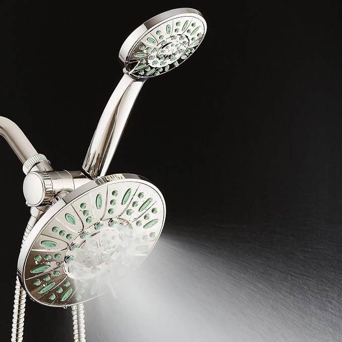 AquaDance Antimicrobial High Pressure 7" Rain & Handheld Shower Head Combo | Enjoy More Power & Better Shower Hygiene with Lifetime Antimicribial Nozzle Protection from Mold, Mildew & Bacteria - Nickel