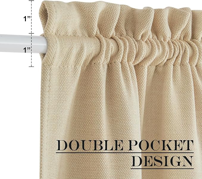 NICETOWN Faux Linen Curtain for French Door - Thermal Insulated Room Darkening Curtain Panel, Rod Pocket Noise Reducing Single Door, 36 x 72 Inches, 1 Panel, Oatmeal