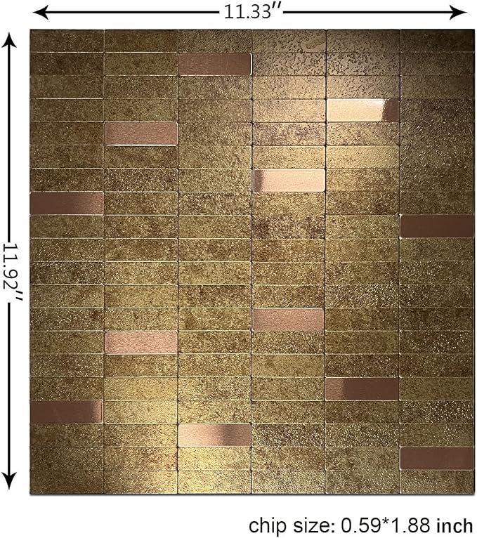 XUANINY Peel and Stick Tile Backsplash Self- Adhesive Wall Tiles Aluminum Mosaic Sticker for Kitchen (11.33"x11.92" Per Sheet, Pack of 10 pcs) (Golden Yellow 10)