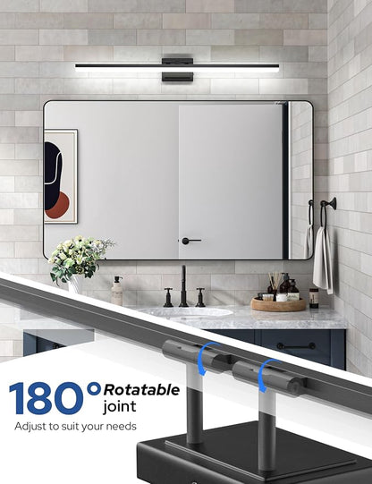 VOLISUN Modern Bathroom Vanity Light 39.4 inch, 34W Dimmable 5CCT Led Bathroom Light Fixture Over Mirror, Black Bar Vanity Light for Bathrooms Mirror Cabinets Bedroom