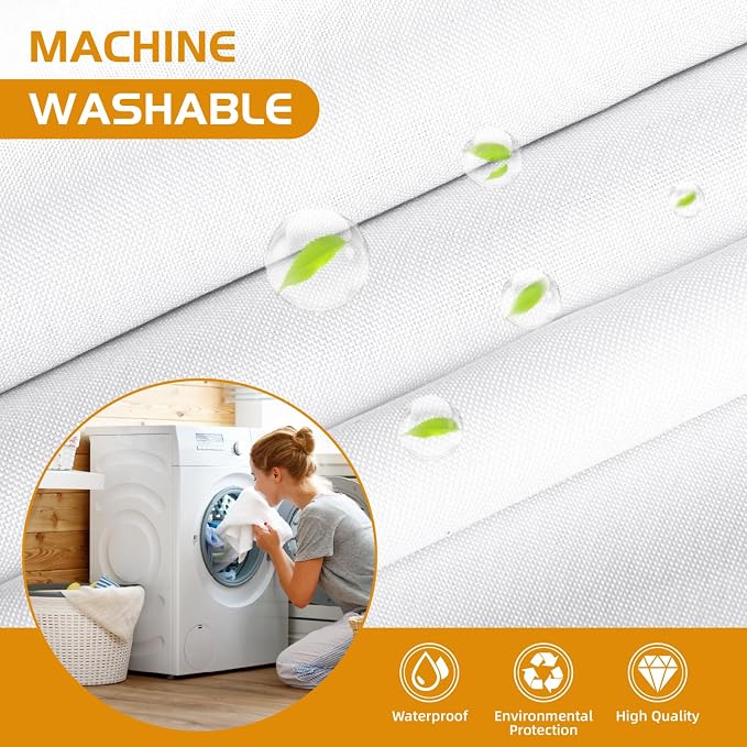 eachope 2 Pack Fabric Snap-in Shower Curtain Liner Replacement,Compatible with No Hook Shower Curtain with Snap in Liner, Removable & Water-Repellent,Machine Washable,70x66,White