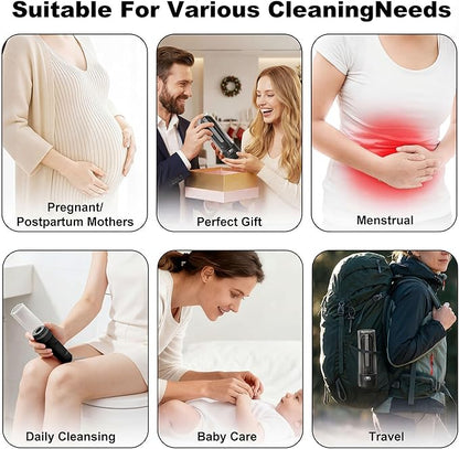 Portable Bidet for Travel | Bathroom - Rechargeable Electric Bidet Sprayer with 3 Pressure | Waterproof for Ultimate Personal Hygiene Cleaning at Home Office and Camping (Black)
