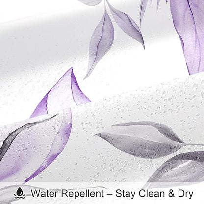 Litabel Long Boho Watercolor Floral Shower Curtain 72 x 78, Purple and Grey Ink Painting Style Flower Shower Curtains for Chic Elegant Bathroom, Artistic 78 Inch Long Fabric Shower Curtain