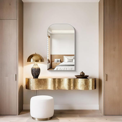 YIROMAN Bathroom Mirrors for Over Sink,18"x30" Silver Vanity Mirror | Thin Brushed Aluminum Frame,HD tempered glass, Rectangular,Rounded & Right-angle Corners,Sink,Entryway,Bedroom