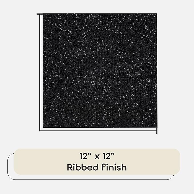 Nexus Self Adhesive 12-Inch Carpet Floor Tiles, 12 Tiles - 12" x 12", Jet Black - Peel & Stick, DIY Flooring for Kitchen, Dining Room, Bedrooms & Bathrooms by Achim Home Decor
