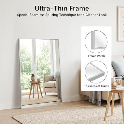 DESBING 30" x 50" Bathroom Mirror, Silver Metal Frame Wall Mirror | HD Image,Shatterproof Decorative Rectangular Vanity Mirror for Bedroom Bathroom Living Room Entryway Horizontal or Vertical