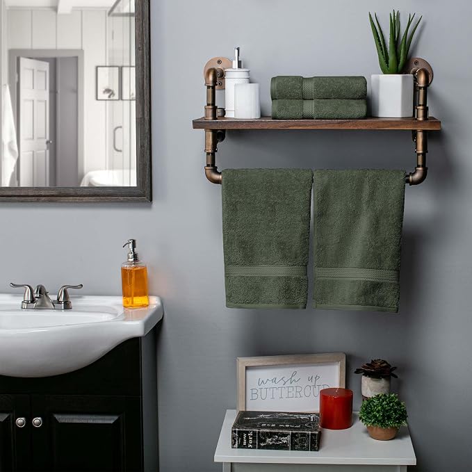 Superior Egyptian Cotton Plush Absorbent, Hand Towel Set of 4, Forest Green | Quick Dry, Soft Luxury Towel Set, Bath Essentials for Bathroom, Guest Bath, Spa, 4 Piece Set, Madeline Towels