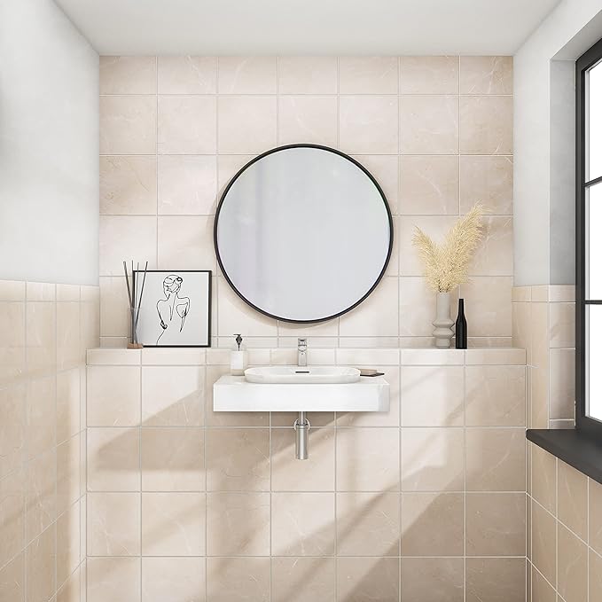 Daltile Perpetuo 12" X 12" Porcelain Marble Look Floor & Wall Tile in Polished Elegant Beige (13 pieces per carton) (12.22 sqft per carton)