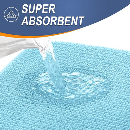 OLANLY Memory Foam Small Bathroom Rugs 24x16, Absorbent Bath Mat, Sky Blue | Soft Quick Dry Bath Rugs, Non-Slip Carpet, Machine Washable Mat for Bathroom Floor, Tub and Shower, Home Decor Accessories