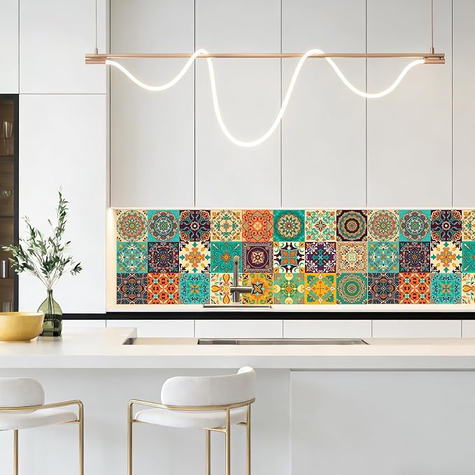24 PCS Peel and Stick PVC Tile Stickers Waterproof Removable | for Kitchen Bathroom Backsplash, Waterproof Self-Adhesive Removable Decals, Easy DIY Decor, Smooth Surfaces, 5.9.1x5.91in