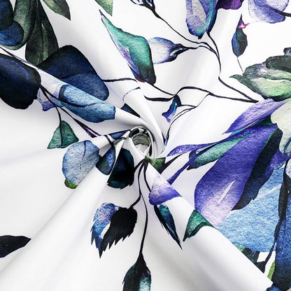 Green Eucalyptus Shower Curtain, Watercolor Floral Print, 48x72 | Watercolor Plant Leaves Floral Print, Stall Waterproof Fabric Bathroom Decor, Machine Washable, Rustproof Grommets