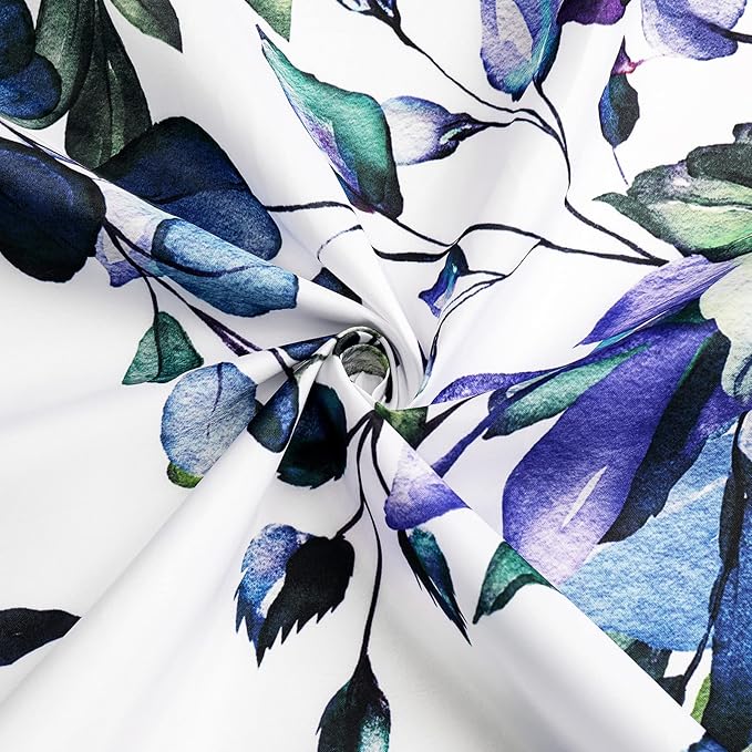 Green Eucalyptus Shower Curtain, Watercolor Floral Print, 54x78 | Watercolor Plant Leaves Floral Print, Stall Waterproof Fabric Bathroom Decor, Machine Washable, Rustproof Grommets