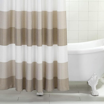 Dainty Home Bathroom 3D Textured Bath Ombre Waffle Shower Curtain Set with 12 Roller Ball Hooks, 70x72 Water Resistant Polyester Fabric. Washable, Durable, Perfect Stylish Shower Curtain Decor