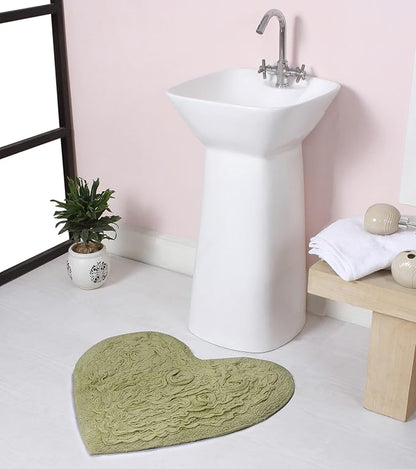 Home Weavers Bell Flower Collection 100% Cotton Tufted Bath Rugs, Extra Soft and Absorbent Bath Rugs, Non-Slip Bath Mats, Machine Washable, Bath Mats for Bathroom Floor and Tub, 25"x25" Heart, Green