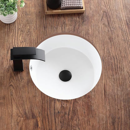 Undermount Bathroom Sink 16 Inch Small Verticyl Round Undermount Sink White Ceramic Under Counter Bathroom Vanity Sinks with Overflow（Internal Size 14"x14"）