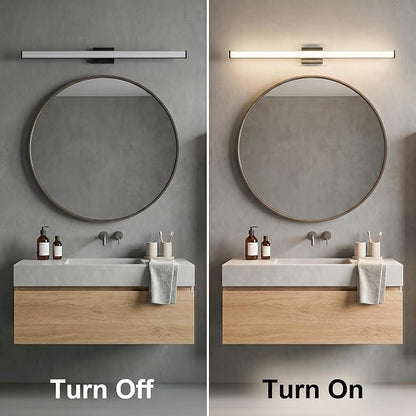 URSOLA 48" Modern LED Bathroom Light Fixtures, Matte Black 3CCT Dimmable Bathroom Vanity Light Over Mirror, Bathroom Vanity Bath Bar Lights with Double Layer Acrylic Shade
