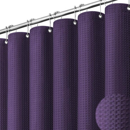 Extra Long Waffle Shower Curtain 256 GSM Fabric 72"x84" Purple | 84 Inch Long, Thick Cloth, Weighted Hem, Water Repellent, Tall Hotel Luxury Polyester Shower Curtains for Bathroom 12 Hooks