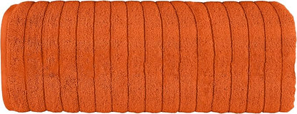 Elegant Comfort 100% Turkish Cotton Corduroy Ribbed Luxury Jumbo Bath Towel Ultra Soft - 35 x 70 Inch - Luxury Spa Premium Hotel Quality Highly Absorbent and Quick Dry Large Bath Towel, Orange