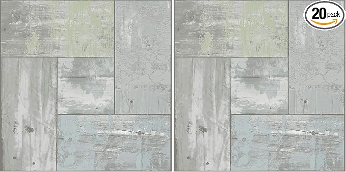 FloorPops FP3290 Boardwalk Peel & Stick Floor Tiles, Grey (Pack of 2)