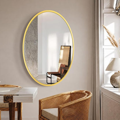 38x26 Gold Oval Bathroom Mirror for Over Sink, Aluminum Frame | HD Reflection No Distortion, Aluminum Frame, Mounting Hardware for Vertical or Horizontal Mount